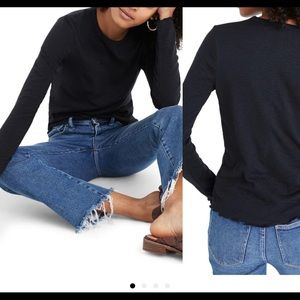 Madewell black long sleeve ruffle top